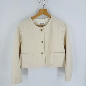 Bonpoint Cream Tweed Cropped Jacket Gold Buttons Size 40 (8) Old Money